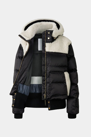 Dia Satin Shearling Down Ski Jacket