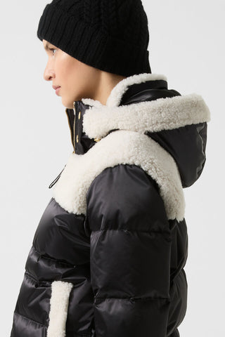 Dia Satin Shearling Down Ski Jacket