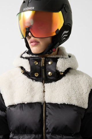 Dia Satin Shearling Down Ski Jacket