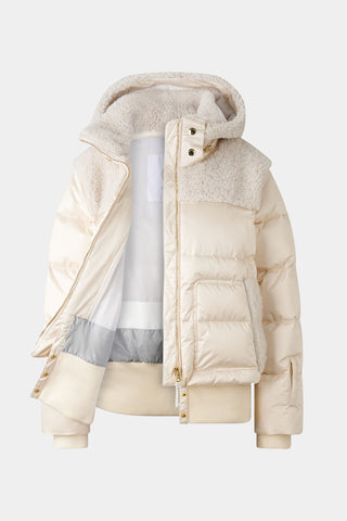 Dia Satin Shearling Down Ski Jacket