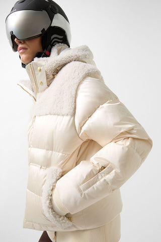 Dia Satin Shearling Down Ski Jacket