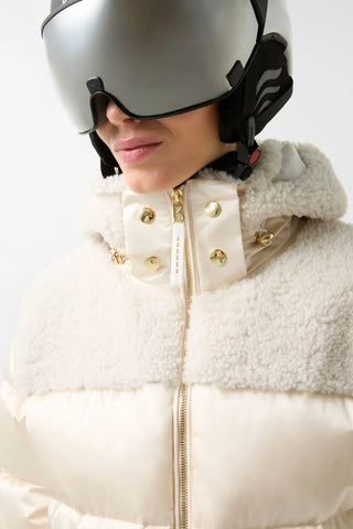 Dia Satin Shearling Down Ski Jacket