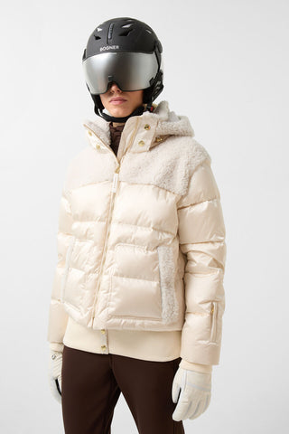 Dia Satin Shearling Down Ski Jacket